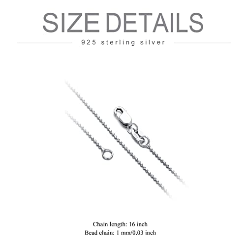 Dralox Ball Chain Necklace 1Mm Italian 925 Sterling Silver Bead Ball Strand Chain Necklace Jewelry Gift For Women Girls 16 Inch #TOP3
