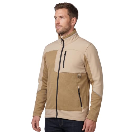 NEO TOOLS Veste pour homme avec fermeture éclair sur toute la longueur | Pull à fermeture éclair | Sweat à capuche à manches longues avec empiècements softshell | Taille S à 3XL, beige, XL