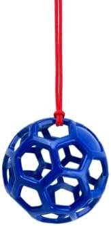 Hay Feeder Ball Toy for Horses, Goats, Livestock, Rainbow Colors, Hanging Design with Red Cord, Stress Relief, Boredom Prevention Blue