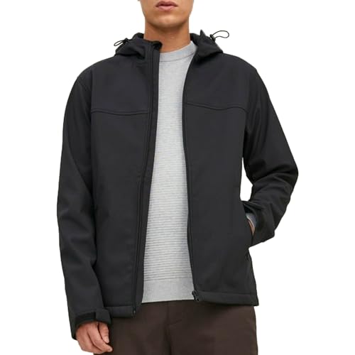 JACK & JONES Herren Jjemarvin Hood Softshell Noos Jacke, Schwarz, M EU