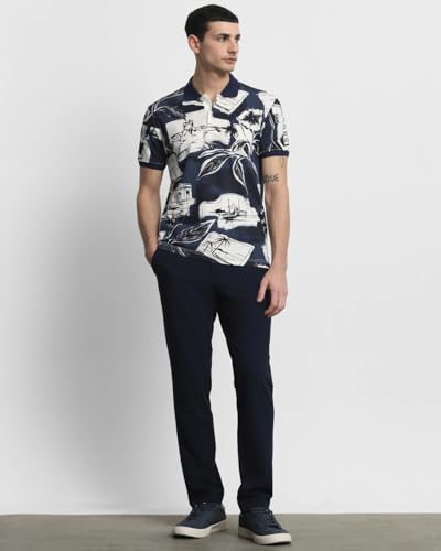 Image of MUFTI Navy Tropical Polo T Shirt
