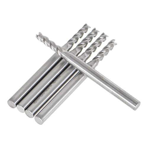Image of 3 /32 Inch Blade Diameter 4 Flute Carbide End Mill 3 /8 Inch Cutting Length x 1-1 /2 Inch Overall Length x 1 /8 Inch Shank Diameter Suitable for Aluminum Cutting Nonferrous Metals Up Cutting 5 Pieces