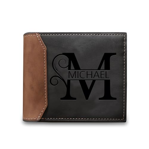 Personalized Wallet for Men - Custom Wallet, Leather Customized Wallets for Men, Gift for Dad, Husband, Son, Graduation, Birthday, Anniversary