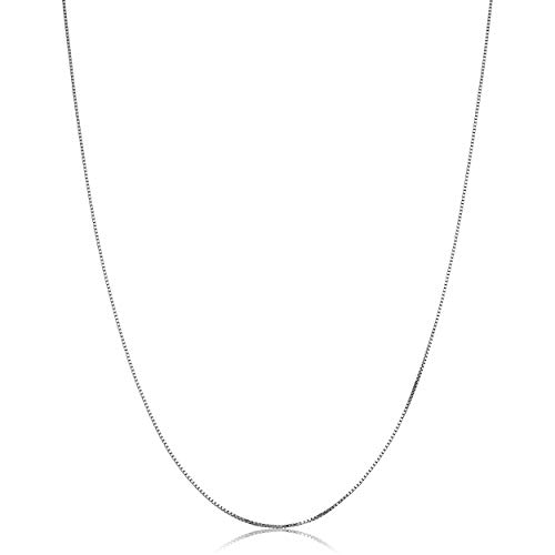 Kooljewelry 14k White Gold Venetian Box Chain Necklace For Women (0.6 mm, 18 inch) | Minimalist Jewelry for Women