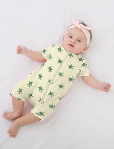 Jimonda Baby Rompers Cotton Baby Boys Baby Girls Short Sleeve Sleepers Pjs Two Way Zipper One-piece Neutral Sleep and Play2