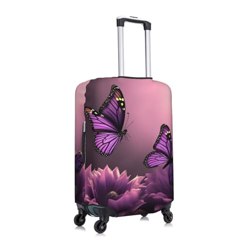 Travel Luggage Cover Anti-Scratch Suitcase Cover Protector Elastic Thicken Luggage Protector Washable Baggage Covers 3D Flowers and Purple Butterfly Suitcase Sleeve Fit 18-32 Inch Luggage Small3