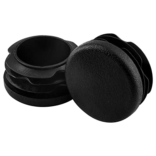 Image of Jiozermi 12 Pcs 1-1 /4 inch Round Plastic Plug, Black Round Plastic End Cap Furniture Finishing Plug for Pipe Post, Chairs and Furniture