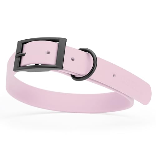 Image of Dogline Biothane Waterproof Dog Collar Strong Coated Nylon Webbing with Black Hardware Odor- Proof for Easy Care Easy to Clean High Performance Fits Small Medium or Large Dogs, Pastel Purple
