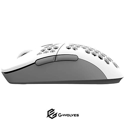 G-Wolves Hati HT-M 3360 Ultra Lightweight Honeycomb Shell Wired Gaming Mouse up to 12000 cpi - 6 Buttons - 2.18 oz (61g) (Glossy White)