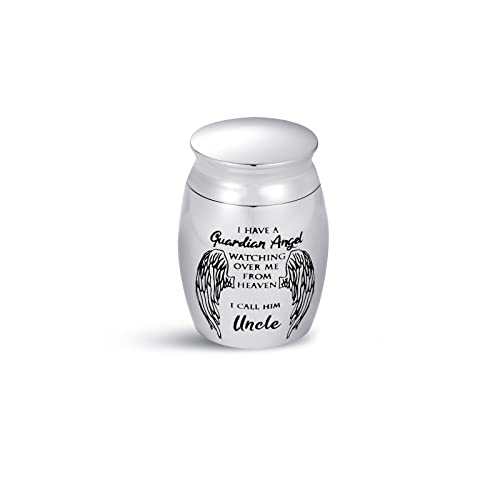 SBI Jewelry Uncle Small Cremation Urn for Human Ashes Guardian Angel 1.6" Brother Family Love Ash Memorial Keepsake Holder Stainless Steel - Image 4