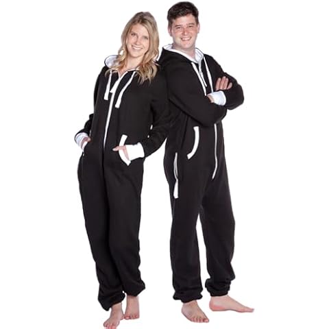 BIG FEET PAJAMA CO. Hoodie Onesie Jumpsuit Premium One-Piece SweatSuit for Men & Women Cover