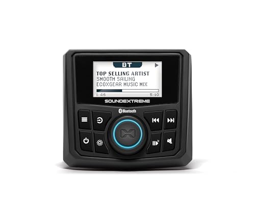 SoundExtreme by ECOXGEAR Marine AM/FM Stereo Receiver 200-Watt Waterproof Bluetooth Powersports with Built-in 4 Zone LED Controller (Gauge Style)