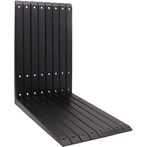 Strong Shelf Bracket Mitre Reinforced Pattern 350 x 350mm Black | Pack of 8 | EAI Brand