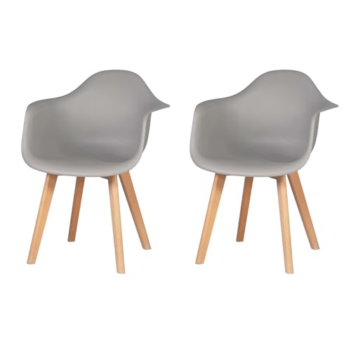 Benyled Pack De 2 Sillón Tower Silla De Comedor Silla Escandinava, Pata Madera De Haya, Estilo Nórdico Gris Benyled Pack De 2 Sillón Tower Silla De Comedor Silla Escandinava, Pata Madera De Haya, Estilo Nórdico Gris