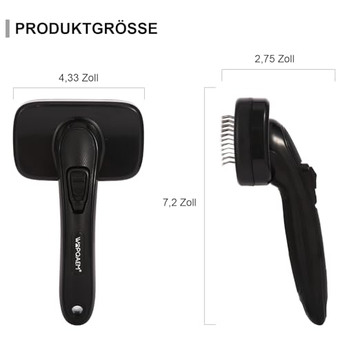 WOPQAEM Hundebürste für Hunde, Selbstreinigend Hundebürste Unterwolle und loses Fell, ideal für Langhaar und Kurzhaar, Sanft zur Haut, reduziert Haaren, Fellpflege Bürste, Schwarz