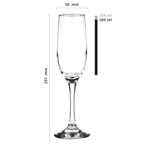 Glasmark Krosno - Set di 6 bicchieri da spumante, 0,2 litri, per champagne e prosecco, 6 x 200 ml - immagine 5