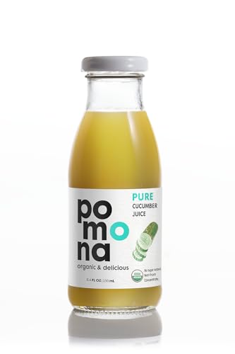 Image of Pomona Organic Juices Pure Cucumber Juice, 8.4 Ounce Bottle (Pack of 12), Cold Pressed Organic Juice, Non-GMO, No Sugar Added, Not from Concentrate, Gluten Free, Kosher Certified, Preservative Free