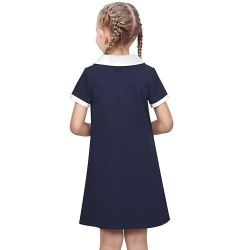 Sunny Fashion Girls Dress T-Shirt Basic Vintage Loose Straight Casual School4
