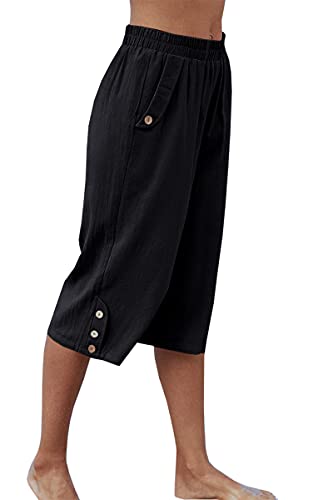 Veatzaer Women's Elastic Waist 3/4 Capri Harem Pants with Pockets Casual Loose Solid Yoga Trousers S-XXL3