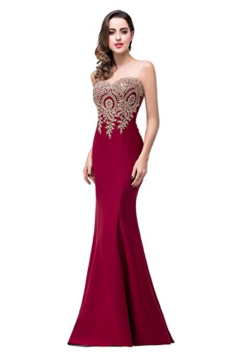 Image of Babyonline Women's Lace Applique Long Formal Mermaid Evening Prom Dresses