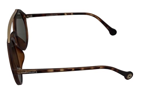 Converse Womens Matte Tortoise Plastic Round Sunglass, Blue Flash Lens H0863