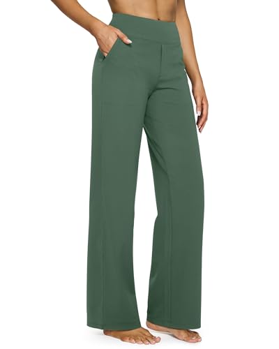Image of G4Free EverGoing Yoga Pants Women Wide Leg Pants with Pockets High Waist Stretch Dress Casual Sweatpants Petite /Regular /Tall