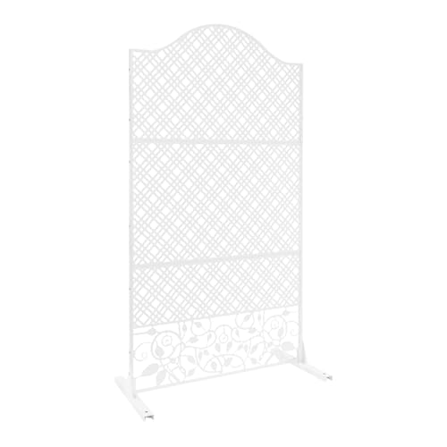 KAUITOPU Pannello frangivista per esterni, in acciaio indipendente, per terrazze decorative, con motivo cavo, per giardino, balcone, patio e piscina, 100 x 50 x 185 cm (bianco)