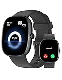 HUAKUA Smartwatch Uomo Donna Risposta Chiamate Orologio Contapassi Cardiofrequenzimetro da Polso Saturimetro Sonno Calories Smart Watch per Android iOS Orologio Fitness Sportivo Impermeabile IP68 Nero