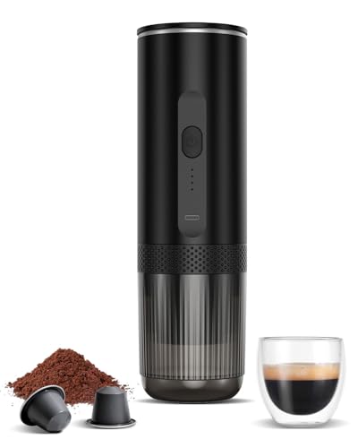 Image of Portable Espresso Maker, Electric Espresso Machine for Travel, Camping, Rechargeable USB-C Mini Coffee Maker for NS Capsule Pods and Ground Coffee, Matte Black