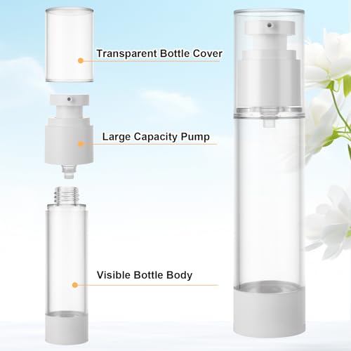 40 PCS 1.7 Oz 50ml Airless Pump Bottles Travel Size Empty Pump Bottle Lotion Container Refillable Cosmetic Pump Dispensers for Foundation Moisturizer Shampoo Toiletry4