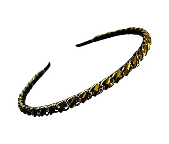 Image of Sleek Chain with Gold Drum Stone Fashion Chain Stones Hairbands for Girls & Women (Pack of 1)