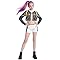 Girls Pop Star Costume 3 Piece Idol Dancer Outfit with Golden Chain Print for Kids Halloween Costumes Demon Cosplay Hunters Stage Performance Outfit ZW138S