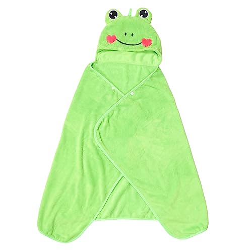 MUCKLILY Children's Bath Towel Frog Hat Soft Polyester Absorbent Shower Towel for Boys and Girls