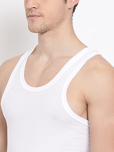 Image of Lux Cozi Air-Cool Cotton Scoop Neck Sleeveless Men's Vest - Pack of 4 (#Air-Cool-White-RN)