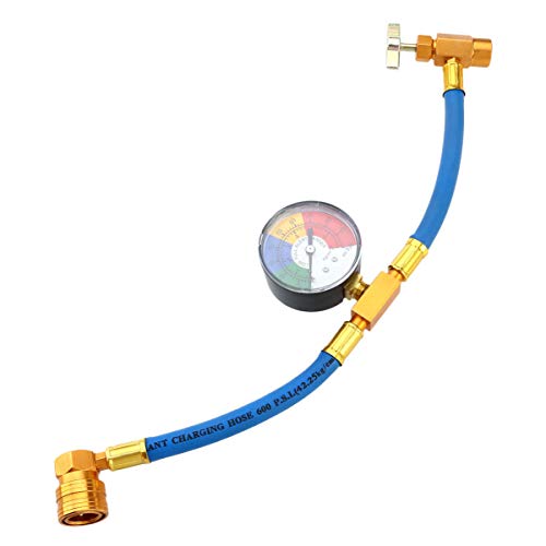 Winomo Tubo di ricarica refrigerante R134A per aria condizionata con manometro per auto (filettatura...