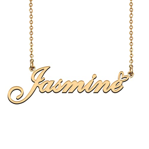 HUAN XUN Jasmine Necklace for Women Stainless Steel Gold Heart Pendant