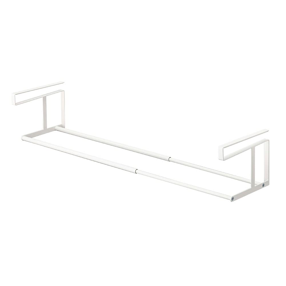Yamazaki Industries White Floating Telescopic Shoe Rack, W 17.9-31.5 x D 8.1 x H 6.1 inches, Steel, Space Saving, Shoe Storage