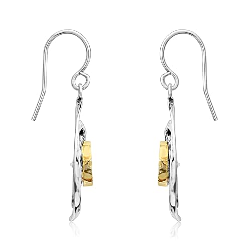 Jean Rachel Jewelry - Artistic Mixed Metal Two Tone Earrings for Women – CZ Dangle Earrings – 925 Sterling Silver & 14K Gold Over Silver – Hypoallergenic Statement Design3