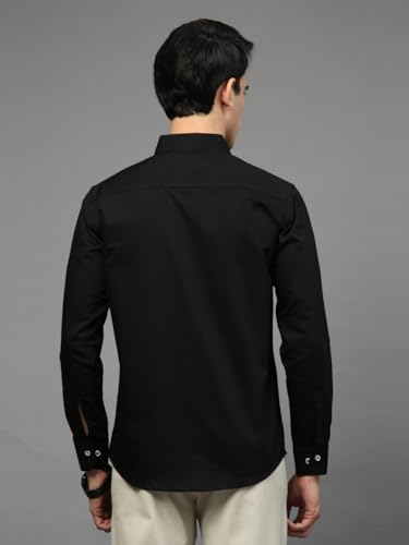 Image of Majestic Man Solid Cotton Casual Shirt - Slim Fit, Full Sleeves, Premium Button Closure