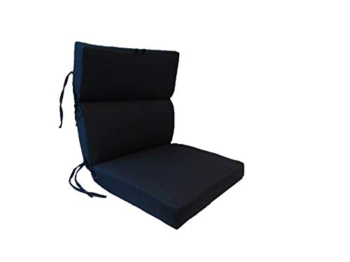 Suntastic Textured Outdoor/Indoor High Back Dining Chair Cushion for Patio Furniture, 44" x 21" x 3", Navy