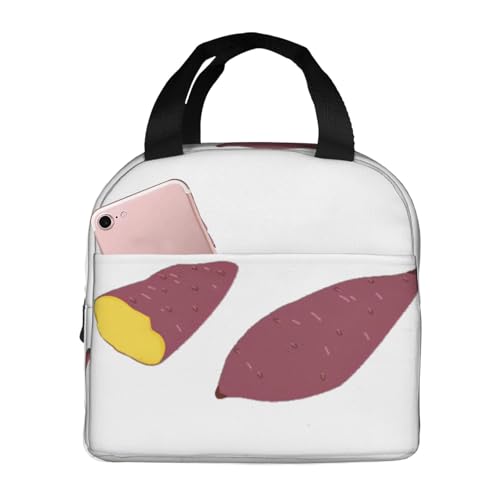 サツマイモ さつまいも 弁当袋 エコバッグ 折りたたみ 保冷保温 ランチバッグ かわいい 保冷バッグ ファスナー付き ブラック お弁当箱 軽量 コンパクト 保冷トートバッグ コンビニバッグ シンプル 男女兼用 通勤 通学
