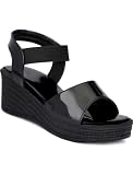 WUGATTI Women’s Black Synthetic Slip-On Comfortable, Trendy & Casual Wedges