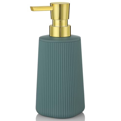 Image of YAUKPH Small Soap Dispenser for Bathroom and Kitchen Matte Green and Gold