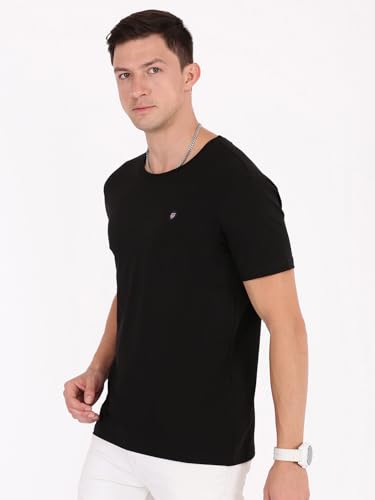 Image of Macroman M-Series Smartz Basics Half Sleeve Round Neck Stretch T-Shirt for Men, Cotton Blend (Pack of 1)