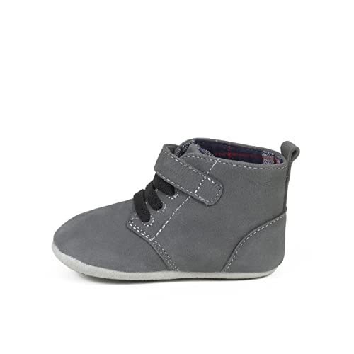Robeez Baby Boys First Kicks, Thiago Charcoal Leather, 3-6 Months2