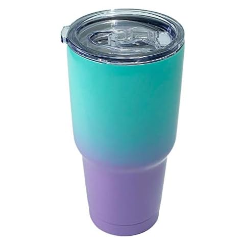 30OZ Tumbler Mug Cup Stainless Steel Tumbler with Lid Large Travel Coffee Mug All Kind Drink Cup Double Wall Vacuum Insulation Beverage Cups Gifts … (Green Purple) Cover