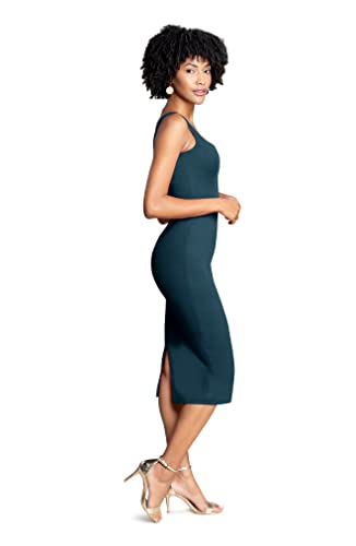 Image of Dress The Population Womens Sloane Rounded V Neck Bodycon Midi Dress