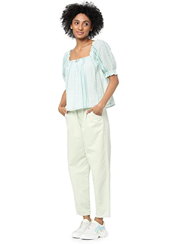 Image of ONLY Green & White Striped Blouson Top