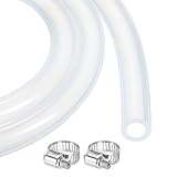 QUARKZMAN 3.3ft Klarer Silikonschlauch 8mm x 12mm Kunststoffschlauch Flexibler Luftschlauch Für Brauen Weinherstellung Pumpsiphon 5/16" ID 1/2" OD Mit 2 Stück Klemmen
