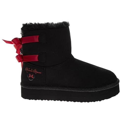 Disney Minnie Mouse Slip-on Snow Boots for Girls - Fuzzy Winter Faux Fur Shoes for Girls Size Little Kids to Big Kids2